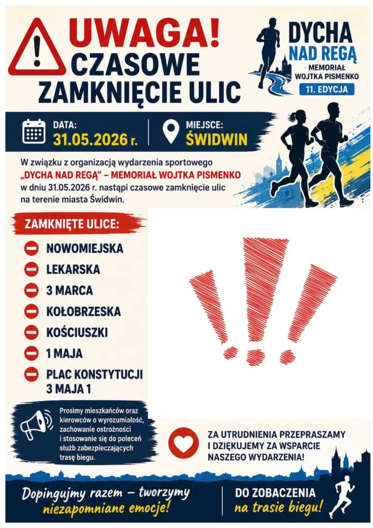 UWAGA – CZASOWE ZAMKNIĘCIE ULIC